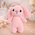 🐰Handgemachter Kuschelhase rosa – weiches Plüschtier aus Chenillegarn